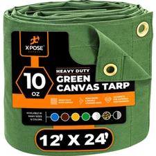12' x 24' Green Canvas Tarps 10oz
