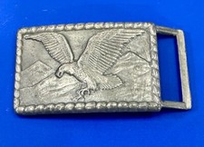 Patriotic Flying Screaming Eagle Over Mountains Usa America Metal Belt Buckle