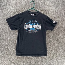 Vintage Carolina Panthers Shirt Youth Medium Black Logo Athletic Single Boys Kid