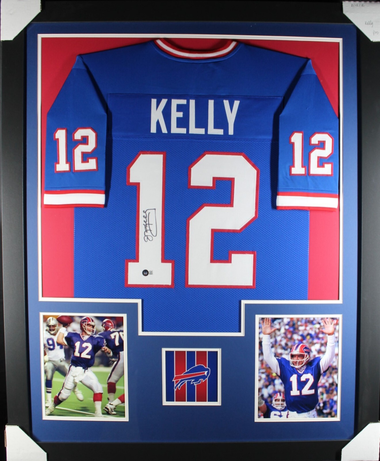 Jim Kelly Autographed Signed Buffalo Bills (Bills blue TOWER) Framed Jersey Beckett 