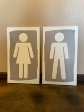 Bathroom wooden sign women/men 10" x 6" 2 Unused