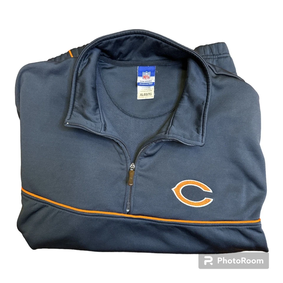 NFL Reebok Chicago Bears Team Apparel Pullover L/S 1/4 Zip Jacket Men’s Size XL - Image 4 of 4