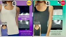 Felina Ladie's' Black, White & Gray Reversible Necklines Tanks 4 Pack