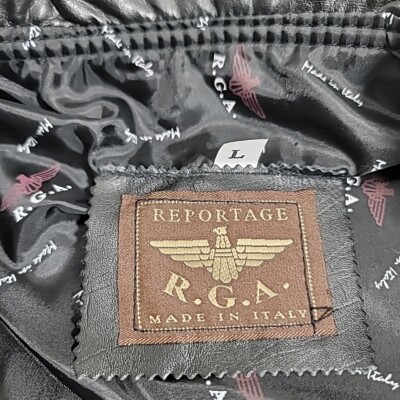 Reportage RGA Faux Leather Biker Jacket Men's Large Black Coat