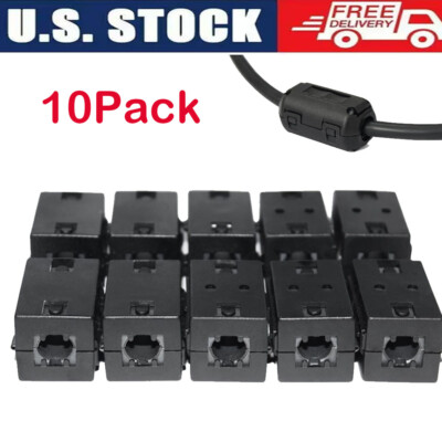 10 Pcs Ferrite Beads Clip-on Ring Core RFI EMI Noise Filter Clamp Choke Coil Hot