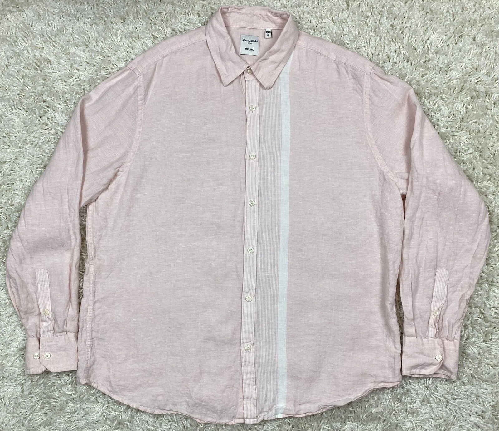 Baird McNutt Button Down Shirt Men’s XL 100% Linen Pink White Stripe Long Sleeve
Opens in a new wind