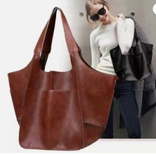 Oversized Women Soft Leather Large Capacity Tote Shoulder Bag Shopper Handbag