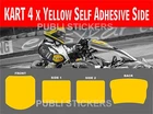 KART 4 x HIGH QUALITY SELF ADHESIVE SIDE "YELLOW BACKGROUND" VINYL STICKER RACE