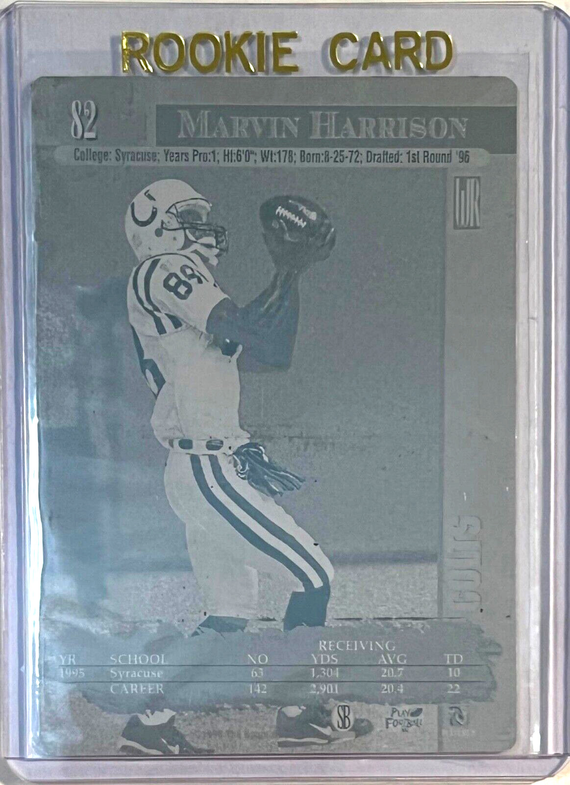 1 /1 MARVIN HARRISON ROOKIE 1996 SCORE BOARD PRINTING PLATE INDIANAPOLIS COLTS
