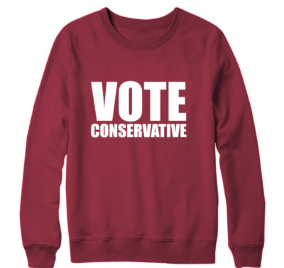 Vote Conservative Sweatshirt UK Politiker Allgemeine Partei Wahl Vote Öffentlich