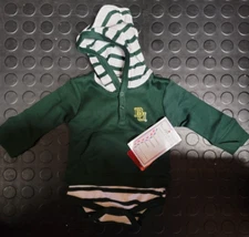 Two Feet Baylor Bears Newborn Infant Striped Hooded Creeper Sweatshirt Newborn