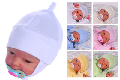 Erstlingsmütze 32-45 Mütze Babymütze Baby Haube Babykleidung einfarbig