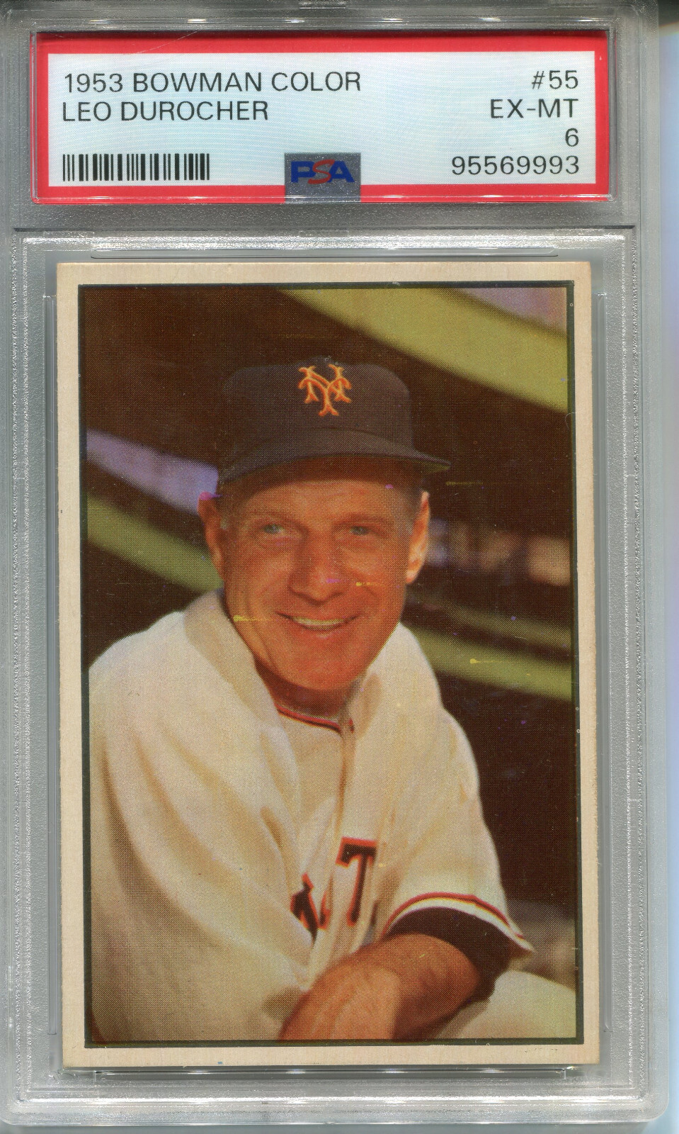 1953 Bowman Color #55 Leo Durocher PSA 6 EX-MT New York Giants