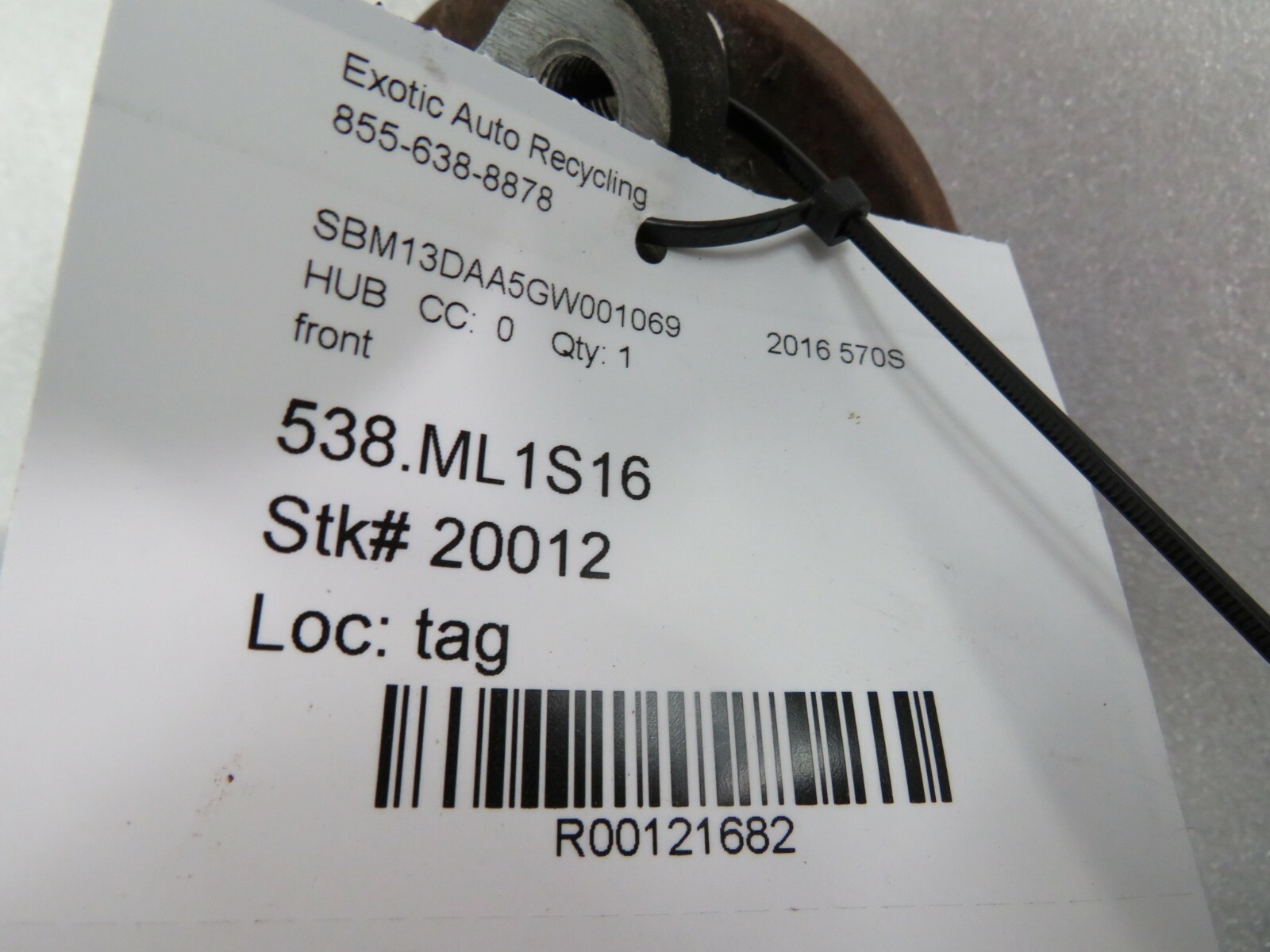 McLaren 570S, Front Wheel Hub, Used 