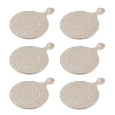 Set of 6 Mini Serving Trivets | Rustic Hot Dishes Ceramic Stand | 5" Diameter