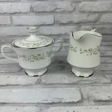 Sango China Debutant 3688 Sugar Bowl and Creamer Set Japan