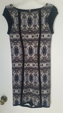 Guess Bodycon Dress Cap Sleeve Geometric Print Black Fully Lined Size 4