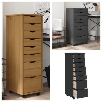 Rollschrank mit Schubladen MOSS Honigbraun Massivholz Kiefer  Büroschrank