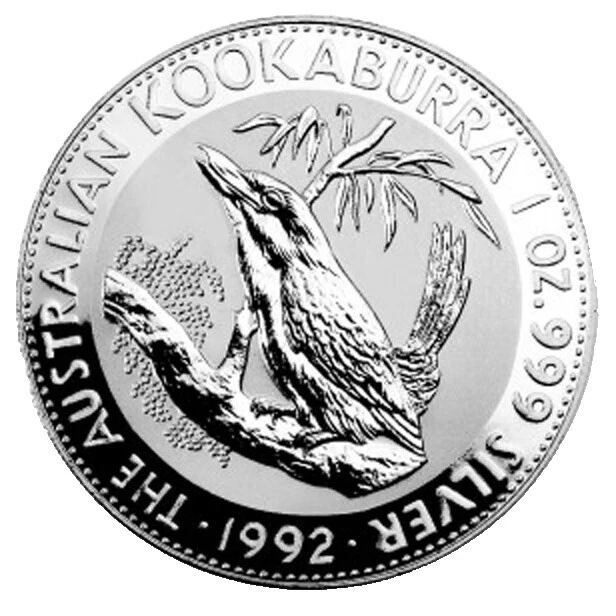 Monedas de lingotes de plata 1992 Kookaburra australiano