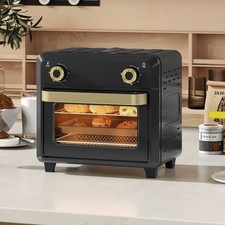HOMCOM Minibackofen mit Umluft, 10L Heißluftfritteuse, 60-Min-Timer, Schwarz