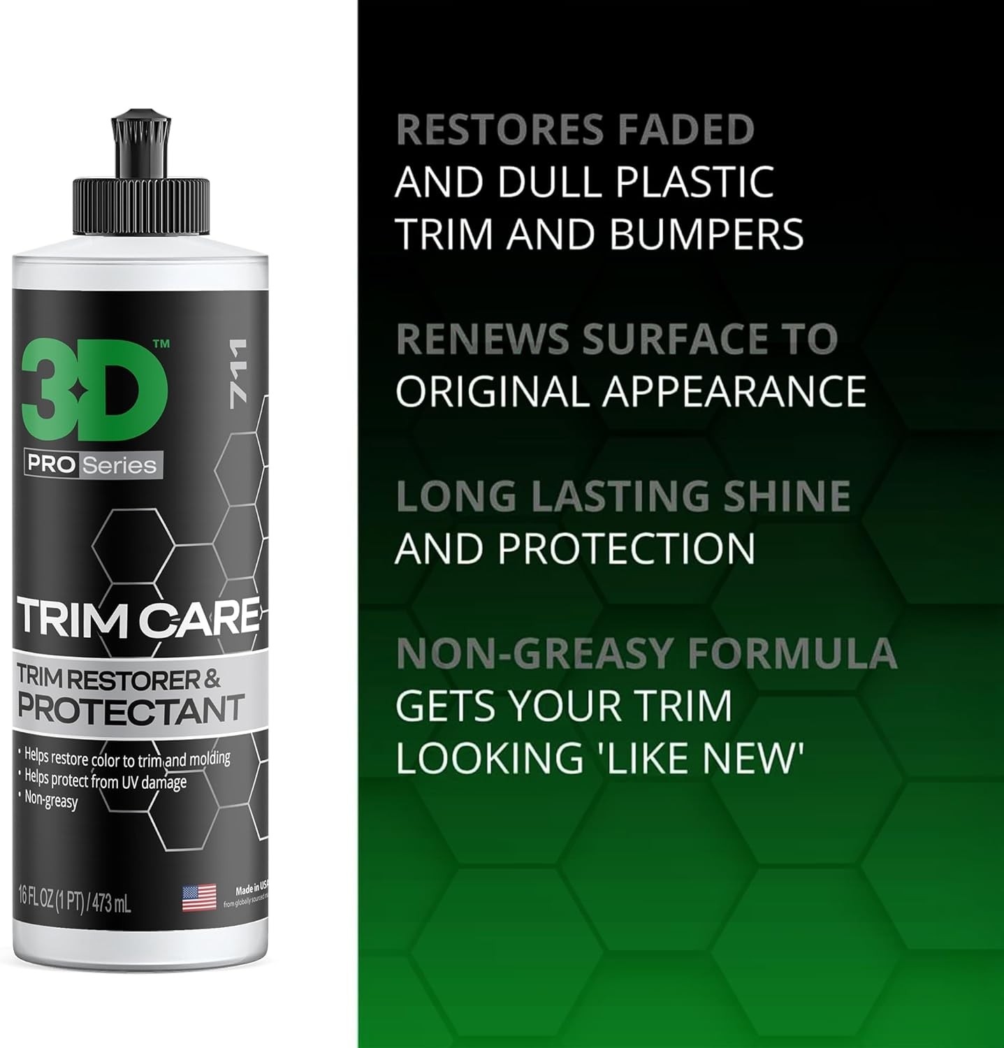 Trim care restorer for faded plastic rubber and bumpers 16oz