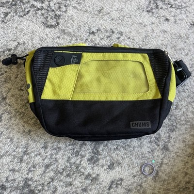 CHUMS Fanny Pack Bum Bag Crossbody Pack Black & Lime Green Hiking travel work