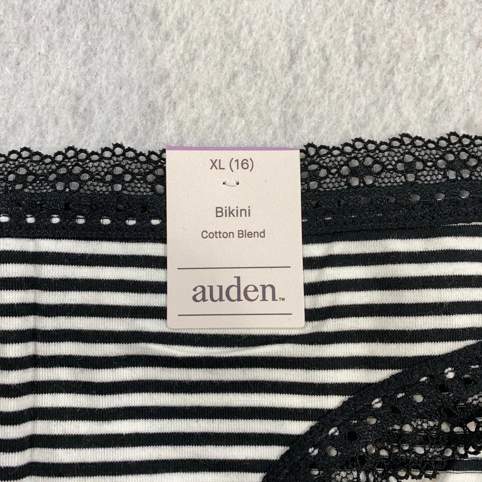 Lot of 6 Auden Womens Bikini Underwear Panty Sz XL Black Striped Lace NWT - Image 3 of 4
