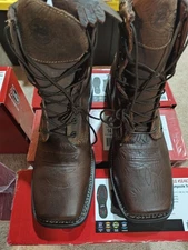 Justin 8" SE462 Men's Brown Lace-Up Leather Comp Toe Work Boots Sz 14EE NEW