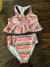 Wonder Nation Stripes bright Girls Tankini Bikini Set swimsuit youth xl 14/16