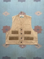 Vintage 60s 70s canvas hunting vest shooting cotton button boxy cropped large