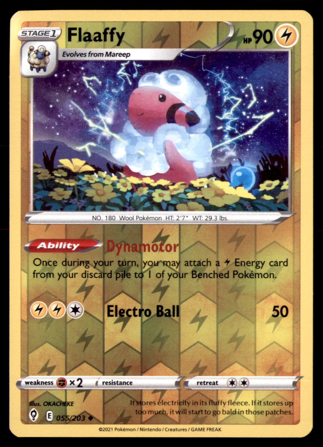 Pokemon Flaaffy 55/203 : Evolving Skies Reverse Holo 2 card lot