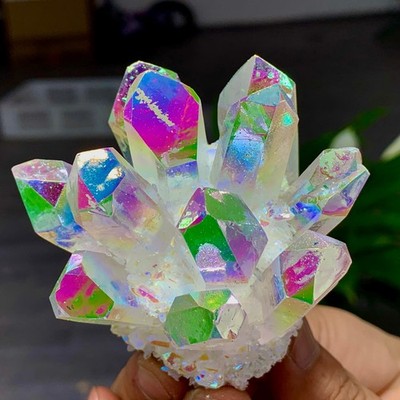 219G Angel Aura Quartz Titanium BismuthSiliconcluster Rainbow Crystals Stone