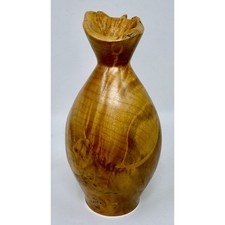 Live Edge Turned Wood Vase Big Leaf Maple Burl Signed PNW Artist Rick Gardner