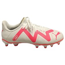 PUMA Future Play FG/AG Soccer Cleats Youth Size 3 White Pink Lace Up 107388-01