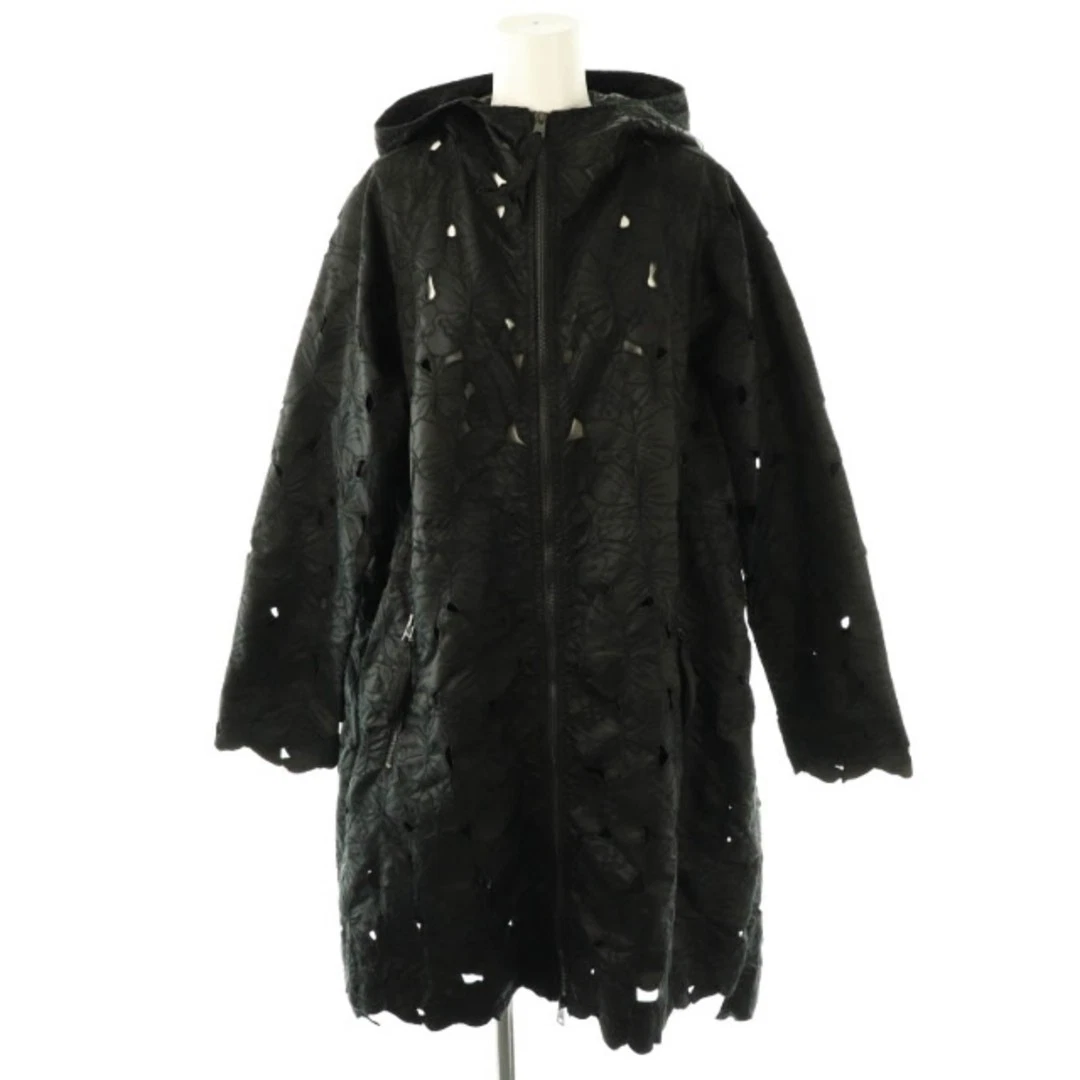 Giacca cappuccio zip ricamata fiori taglio VALENTINO rosso 38 nero DO usata e04