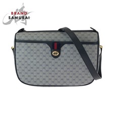 GUCCI 89.02.077 Vintage GG Supreme Canvas Pochette Shoulder Bag Navy Gray