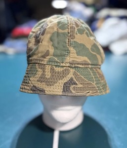 Vintage 1960s Frog Skin Camo Padded Bucket Hat Hunting Size XL Duck Hunter