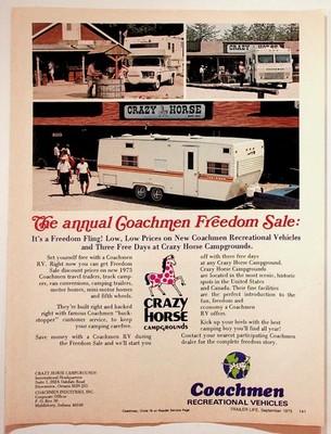Coachmen Crazy Horse Campgrounds 1975 Vintage RV Travel Trailer Life ...