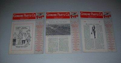 Genuine Parts Co PARTS PUP Vintage Newsletters, Indy 500 Cheescake Pin Up Joke