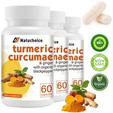 Pure Turmeric Curcumin Capsules 95% Curcuminoids w/ Black Pepper & MCT Oil 60 Ct