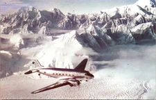 Pacific Northern Airlines DC-3 Over Alaska Mountains Aviation Postcard