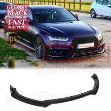 For Audi A6 S6 C7 2016-2018 V Style Glossy Black Front Bumper Lip Splitter Kits