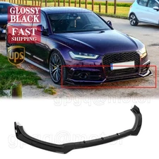 For Audi A6 S6 C7 2016-2018 V Style Glossy Black Front Bumper Lip Splitter Kits