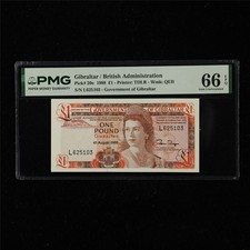 1988 Gibraltar British Administration 1 Pound Pick#20e PMG 66 EPQ Gem UNC 01