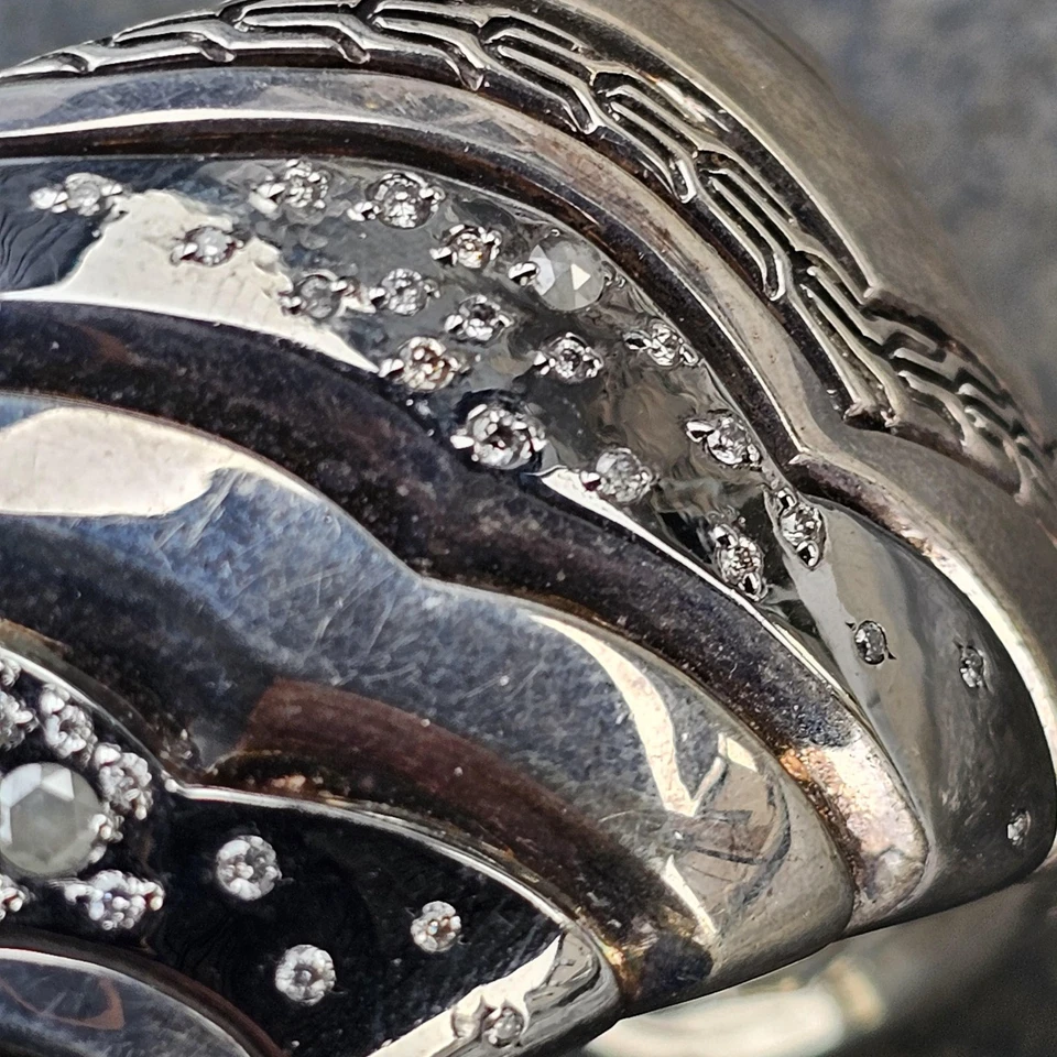 Brazalete Brazalete Brazalete John Hardy Lahar Diamante Patada Plata de Ley 0,47 quilates 3300 Foto 4 de 4