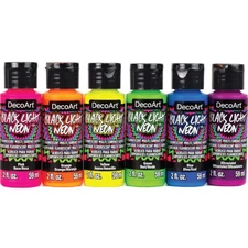 DecoArt Americana Black Light Neon Acrylic Paint Pack 6/Pkg