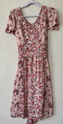 Luxe by Seraphine Pink Floral Faux Wrap Dress Size 8