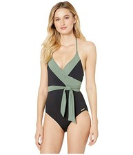 Vince Camuto Women's Standard Wrap Tie One Piece Swimsuit, Sun Block Black, 14