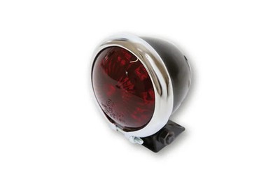 LED-Rücklicht BATES STYLE, schwarzes Gehäuse m. Chromrahmen, rotes Glas 255-134