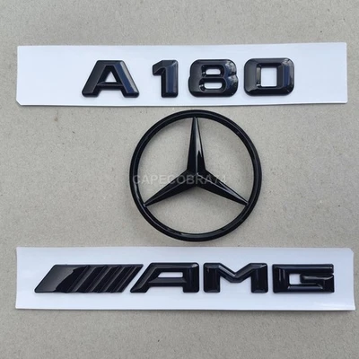 MERCEDES-BENZ Gloss Black Rear Boot Badges Emblems For Mercedes A Class A180 AMG W176 2012-18